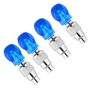 لمبات ليد لصمامات السيارة والدراجات ، للتوهج في الظلام، عصرية، مناسبة للسيارات، للدراجات، للمركبات على الطرق الوعرة وللموتوسيكلات ( جمجمة اضاءة ازرق - 4 قطع )