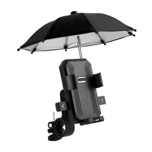 حامل موبايل للدراجة النارية والموتوسيكل ، حامل موبايل مع مظلة شمسية مقاومة للمطر والشمس، حامل جوال مبتكر ( اسود كود: 8192)