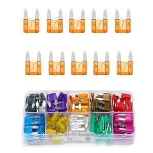 بطاقة فيوز مينى للسيارة مجموعة صمامات سيارات متنوعة ، مجموعة متنوعة من الصمامات البديلة للسيارات الصغيرة والشاحنات والقوارب - ( فيوز مينى - 5 امبير، 10 قطع)