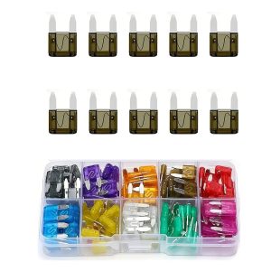 فيوز شفرة مينى مجموعة صمامات سيارات ، مجموعة متنوعة من الصمامات البديلة للسيارات الصغيرة والشاحنات والقوارب - ( فيوز مينى - 7.5 امبير، 10 قطع)