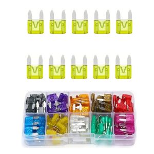 بطاقة فيوز مينى للسيارة مجموعة صمامات سيارات متنوعة ، مجموعة متنوعة من الصمامات البديلة للسيارات الصغيرة والشاحنات والقوارب - ( فيوز مينى - 20 امبير، 10 قطع)