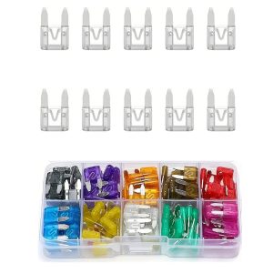 بطاقة فيوز مينى للسيارة مجموعة صمامات سيارات متنوعة ، مجموعة متنوعة من الصمامات البديلة للسيارات الصغيرة والشاحنات والقوارب - ( فيوز مينى - 25 امبير، 10 قطع)