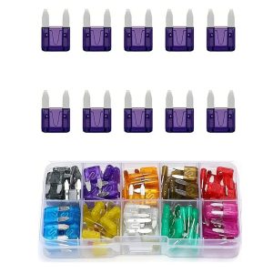 فيوز شفرة مينى مجموعة صمامات سيارات ، مجموعة متنوعة من الصمامات البديلة للسيارات الصغيرة والشاحنات والقوارب - ( فيوز مينى - 40 امبير، 10 قطع)