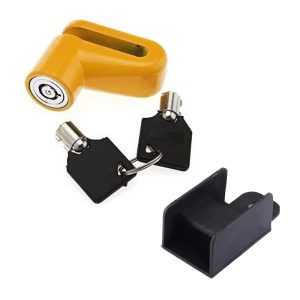 قرص فرامل دوار مضاد للسرقة، قفل معدني شديد التحمل مع مفاتيح للسكوتر والهوفر بورد والدراجة النارية (برتقالى ، كود: 8260)