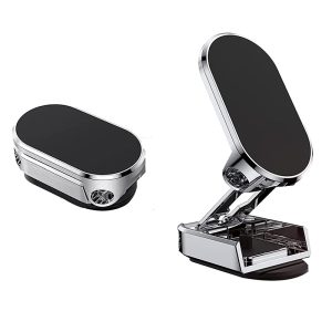 حامل موبايل مغناطيسي معدني للسيارة والمكتب والمنزل بقاعدة ، دوارن 360 درجة، قابل للطي مع أذرع قابلة للتعديل ( سلفر ، كود :8277)