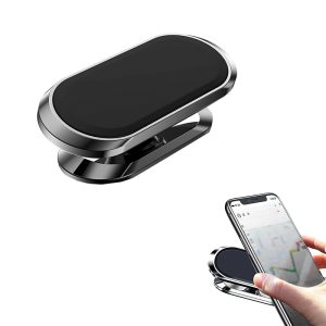 حامل موبايل مغناطيسي معدني للسيارة والمكتب والمنزل بقاعدة ، دوارن 360 درجة، قابل للطي مع أذرع قابلة للتعديل ( اسود ، كود :8280)