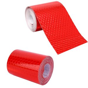 شريط عاكس ، تقنية منشورية مع مكعبات من البلورات الدقيقة يزيد من السطوع ويكون واضحًا بشكل في الليل (عش النحل لون احمر ، طول 5 متر، عرض 5 سم)