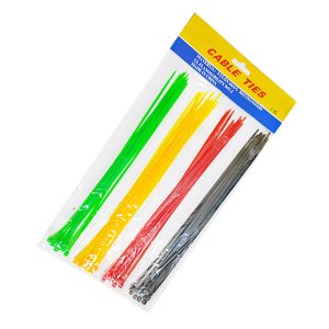 مجموعة اربطة كابلات متينة وذاتية الغلق وصغيرة من البلاستيك والنايلون (48 رباط ، 4 الوان ، 25 سم )