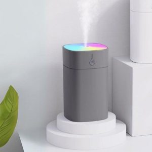 جهاز مرطب هواء صغير ملون رائع ، اضاءة ليلية LED بـ7 الوان، مرطب شخصي لسطح المكتب بمنفذ USB للسيارة وغرفة المكتب وغرفة النوم ( قطعة واحدة لون رمادى ، كود : 8470 )