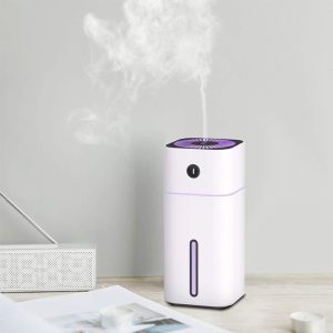 جهاز ترطيب هواء صغير محمول مع ضوء ليلي ، يعمل برذاذ بارد، بمنفذ USB، مناسب للمكتب أو غرفة النوم أو السفر أو المنزل والسيارة ( قطعة واحدة لون ابيض ، كود : 8471 )