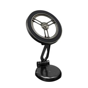 حامل موبايل مغناطيسي قابل للطي من خليط معدني للسيارة ، قابل للتعديل والطى، حامل عالمي ثابت قوى لا يهتز( رمادى دائرى قطر 5 سم ، كود :8475)