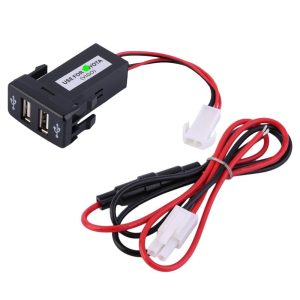 منفذ تابوة السيارة USB مستطيل ، شاحن و اديو ( متوافق مع تويوتا فيجو ومعظم السيارات الاخرى ، كود: 8500 )
