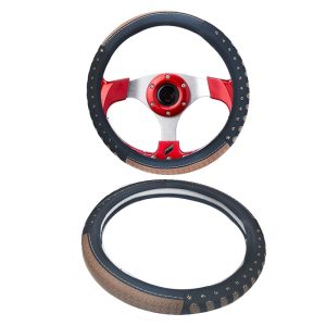 جراب واقي طارة دريكسيون السيارة المضاد للانزلاق اكسسوارات السيارات الداخلية متوافق مع معظم السيارات ( اسود بيج جلد جزء كاربون ، كود : 8530)