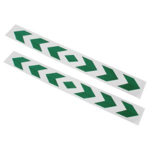 شريط عاكس ، تقنية منشورية مع مكعبات من البلورات الدقيقة يزيد من السطوع ويكون واضحًا بشكل في الليل (عش النحل سهم اخضر فى ابيض ، طول 40 / 5 سم ، عدد 2 شريط)