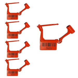 قفل امان بلاستيكي للاستعمال مرة واحدة، سيل كراش مع قفلمرقم مقاوم للعبث ذاتي القفل لحقيبة الامتعة والملابس ( قفل سيل كراش احمر ، عدد 5 قطع )