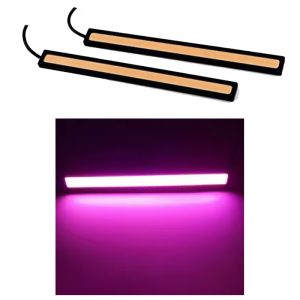 شريط إضاءة ليد سخان شبورة ، للتشغيل والقيادة ومقاوم للماء مع ذاتي اللصق عالمي للسيارات ( اضاءة درجة بين بينك موف ، طول 17 سم ، 2 قطعة )