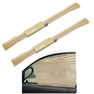 شماسة نافذة سيارة جانبية قابلة للطي الاوتوماتيكي ، مظلة شبكية ستارة حماية ( ستارة مزيكا لون بيج ، 2 قطعة ، مقاس 60 * 40 سم )