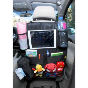 منظم اغراض لظهر مقعد السيارة من الجلد الصناعي عملى للاكسسوارات - جيب تابلت 2 شبكة كبير وجيوب كانز وحافظة مناديل ( قطعة واحدة ، كود : 6476)
