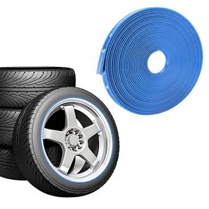 شريط مرن ومقاوم للحرارة لحماية اطارات السيارة ، شريط ديكور وتزيين عجلات السيارات ( ازرق فاتح - لبنى ، كود : 6478)