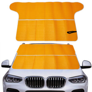 غطاء شماسة للزجاج الامامي للسيارة ، للحماية من الشمس لجميع الاحوال الجوية في الشتاء والصيف (لون برتقالى ، 190 * 90 سم ، كود : 8674)