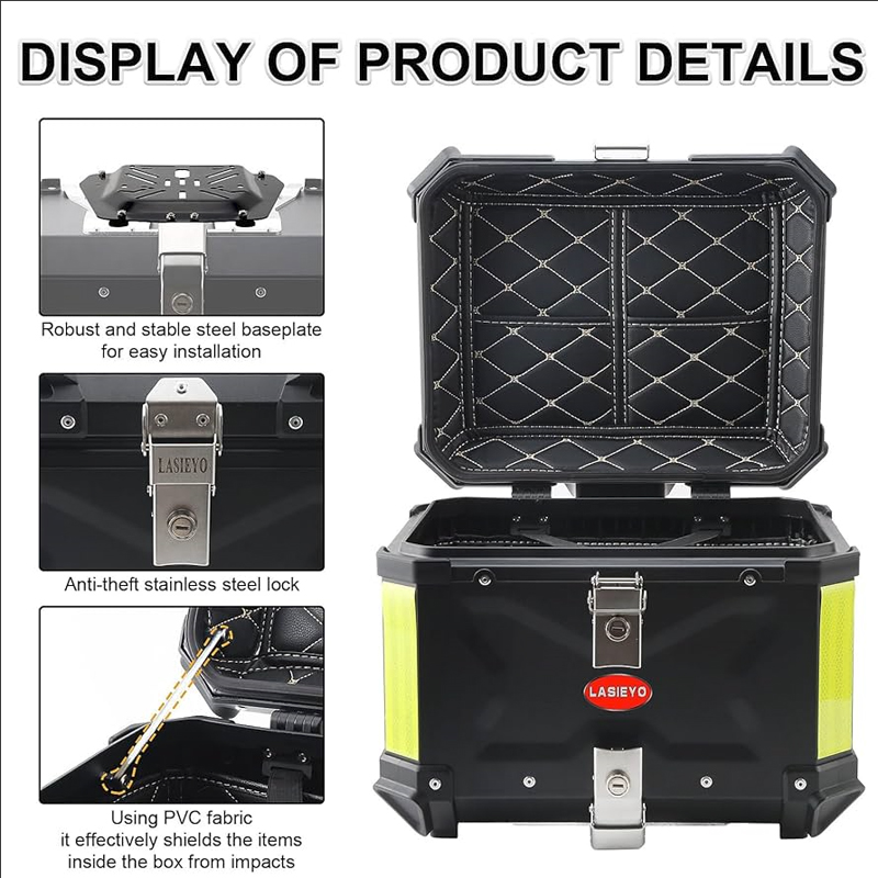 صندوق تخزين للدراجات النارية، اسود عالمي 45 لتر، غطاء علوي من الالومنيوم، صندوق خلفي للامتعة 9 صندوق تخزين للدراجات النارية، اسود عالمي 45 لتر، غطاء علوي من الالومنيوم، صندوق خلفي للامتعة - الصورة 9