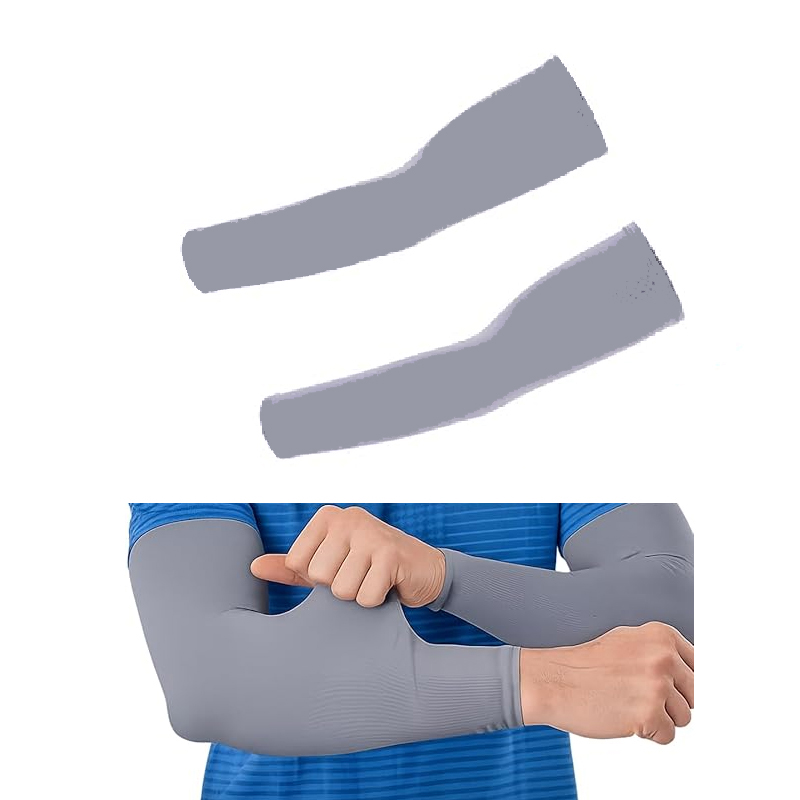 اكمام غطاء للذراعين لكرة السلة والجري وركوب الدراجات والجولف والكرة الطائرة والبيسبول وكرة القدم للرجال والنساء (زوج 2 قطعة ، لون رمادى ، كود: 8825)