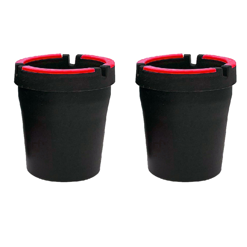 طفاية سجائر للسيارة بتصميم كوب مناسب لحامل الاكواب فى السيارة ، منفضة سجائر للسيارة تتوهج في الظلام (2 قطعة - اسود حواف احمر كود:8827 )