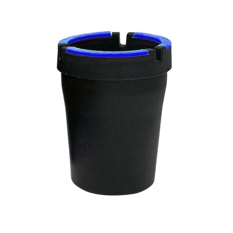 طفاية سجائر للسيارة بتصميم كوب مناسب لحامل الاكواب فى السيارة ، منفضة سجائر للسيارة تتوهج في الظلام ( قطعة واحدة - اسود حواف ازرق كود:8828)