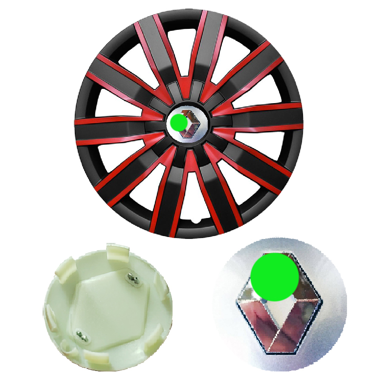 مجموعة من 2 غطاء محور جنط اطارات السيارة . مناسبة لمحاور مركز العجلات الأمامية أو الخلفية ( رينو ، قطر 5.7 سم ، كود : 8832)