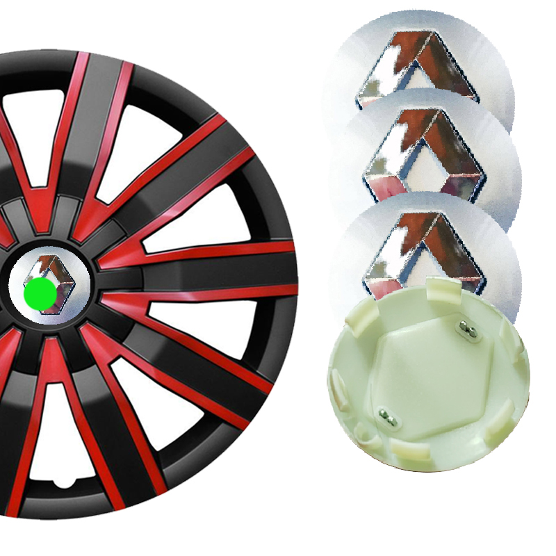 مجموعة من 4 غطاء محور جنط اطارات السيارة . مناسبة لمحاور مركز العجلات الأمامية أو الخلفية ( رينو ، قطر 5.7 سم ، كود : 8833)