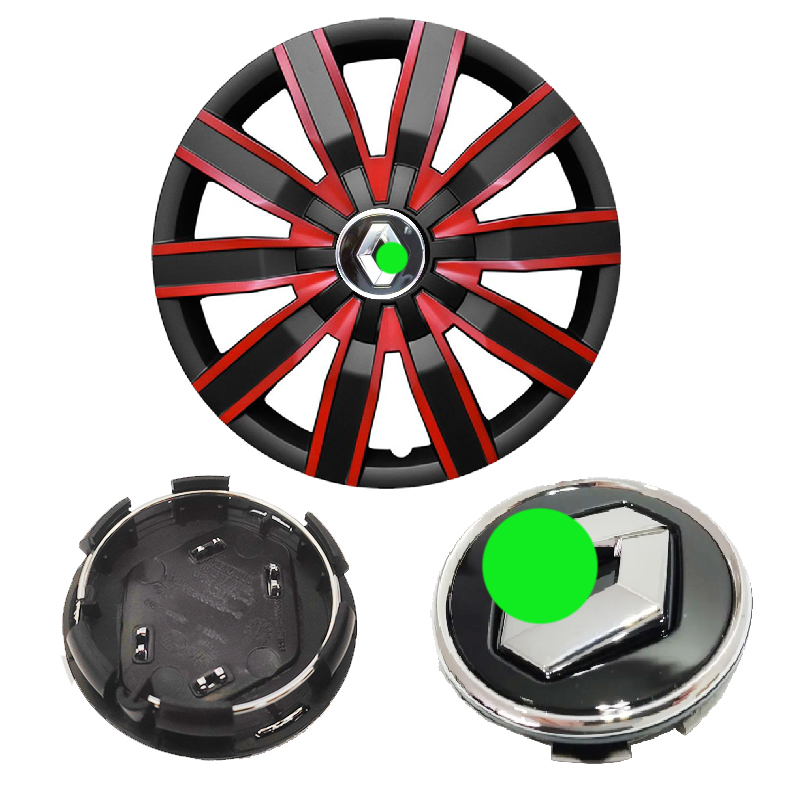 مجموعة من 2 غطاء محور جنط اطارات السيارة . مناسبة لمحاور مركز العجلات الأمامية أو الخلفية ( رينو ، قطر 5.7 سم ، كود : 8834)