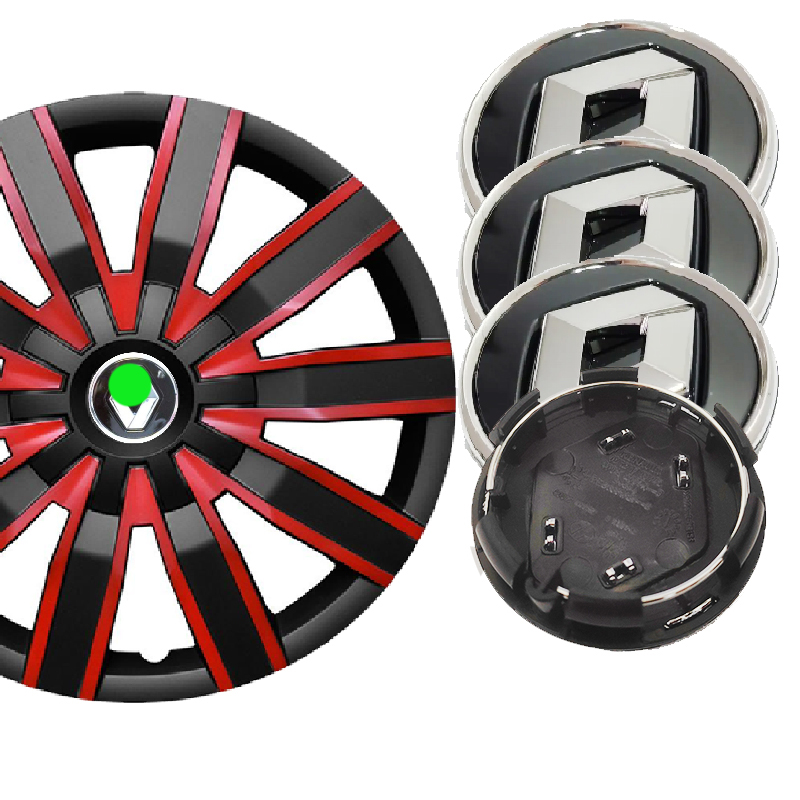 مجموعة من 4 غطاء محور جنط اطارات السيارة . مناسبة لمحاور مركز العجلات الأمامية أو الخلفية ( رينو ، قطر 5.7 سم ، كود : 8835)