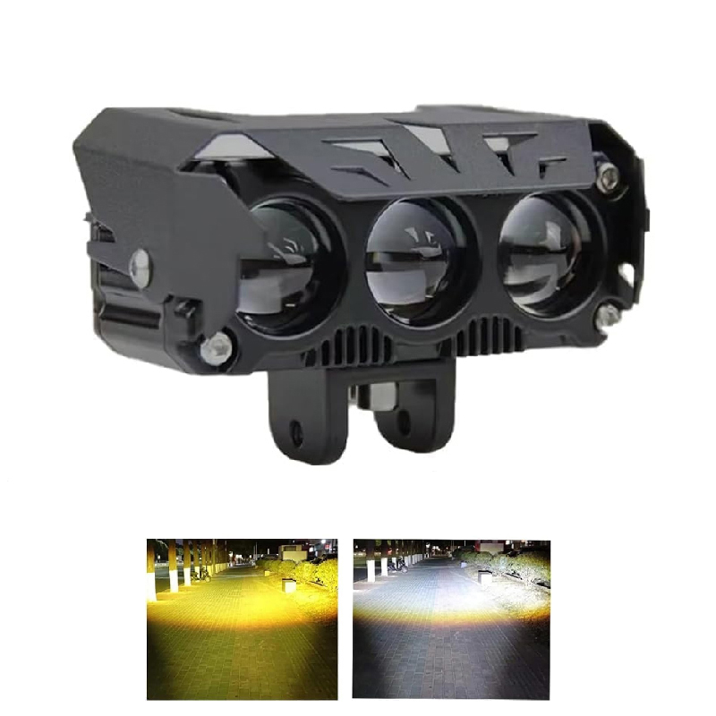 كشاف فانوس شبورة ليد اضاءة قوية وساطعة ( 3 عدسة ، سلك 2 طرف شعاع أصفر وأبيض ، قطعة واحدة ، كود : 8961 )