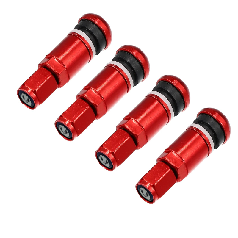 طقم غطاء بلف هواء كامل لإطار السيارة ، أغطية بلف إطارات سيارة، طقم البلف يحمى صمام هواء السيارة من الاتربة والغبار وتسرب الهواء البسيط، ( 4 قطع احمر نبيتى ، كود : 8972)