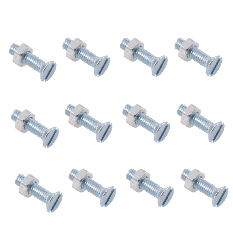 مسمار مسطح غاطس ربط وصامولة متعددة الاستخدامات (عدد 12 قطعة ، راس مفك ، صامولة 6 ملى ، طول 1.5سم ، كود : 9022)