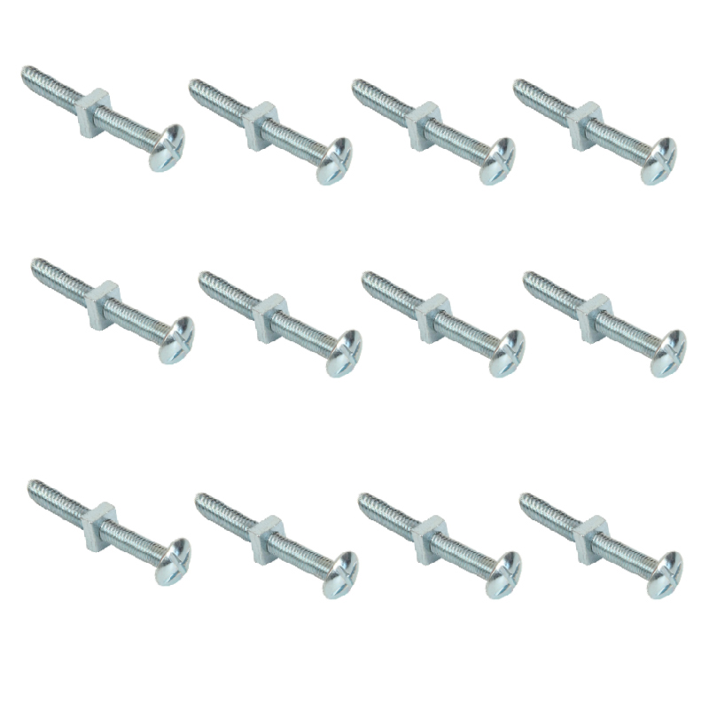 مسمار مسطح غاطس ربط وصامولة متعددة الاستخدامات (عدد 12 قطعة ، راس مفك ، صامولة مربعة M6 ، طول 4 سم ، كود : 9024)