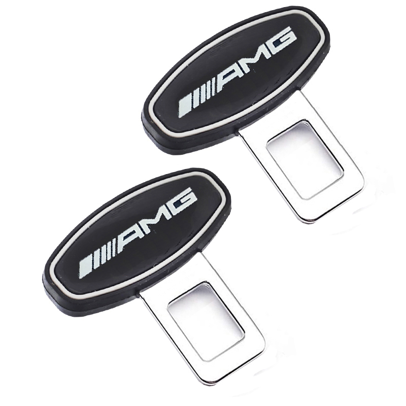 مشبك حزام امان للسيارة، من قطعتين، مشبك تثبيت يدعم حزام الامان وقفل انذار امان ( AMG ، معدن مطاط ، 2 قطعة ، كود : 9048)