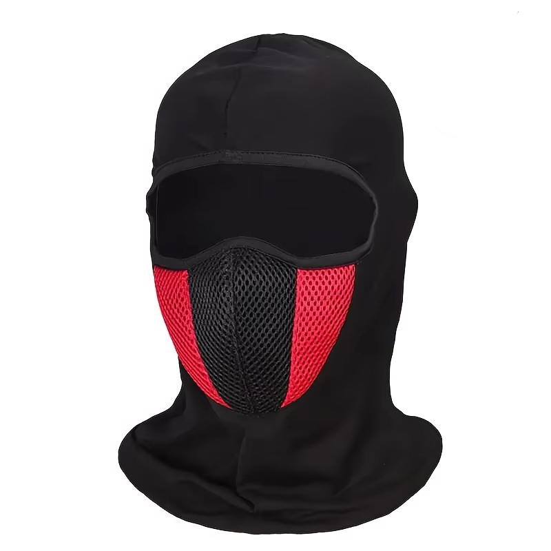 كمامة رياضية بالاكلافا ، حماية شاملة من الشمس والغبار، للرجال والنساء، مثالية للرياضات الخارجية وركوب الدراجات ( قطعة واحدة ، فلتر شبكى لون اسود فى احمر ، كود: 9052)