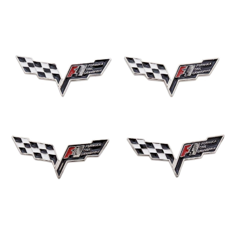 ملصق ستيكر علامة شعار سيارة ثلاثى الابعاد - معدن جودة عالية ( F1 عدد 4 قطع صغيرة ، مقاس : 6.5*3 سم ، كود: 9057)