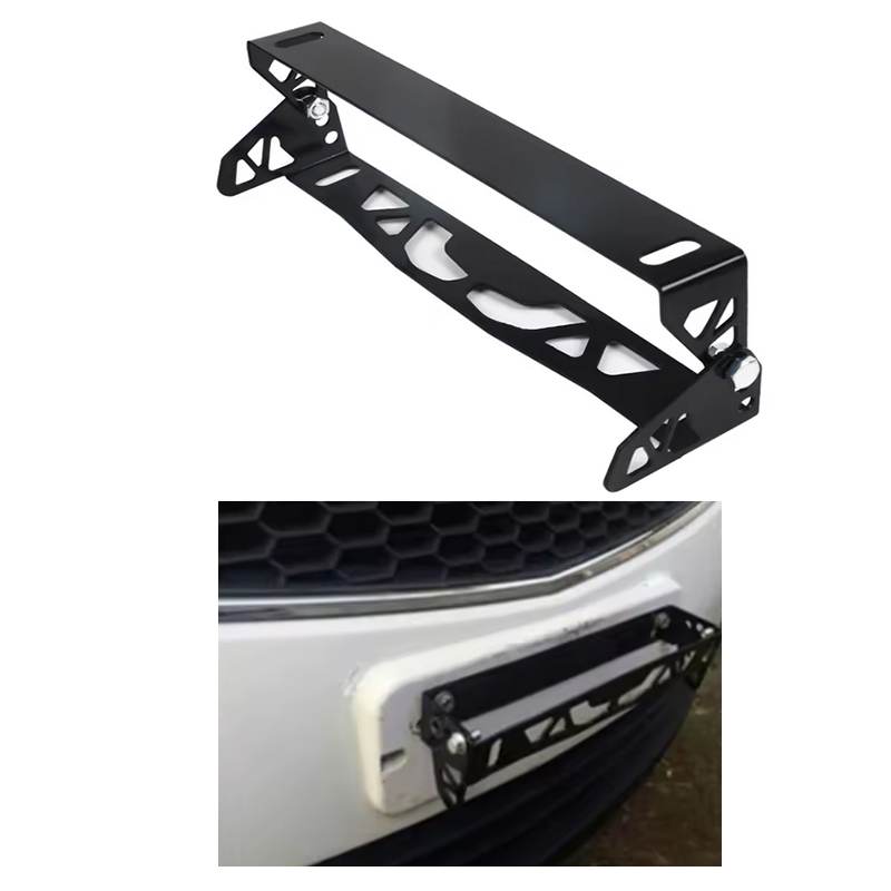 اطار حامل للوحة الترخيص مناسب لجميع السيارات بزاوية 180 درجة وقابل للتعديل، مصنوع من سبائك الألومنيوم (قطعة واحدة ، لون اسود ، كود : 9258)