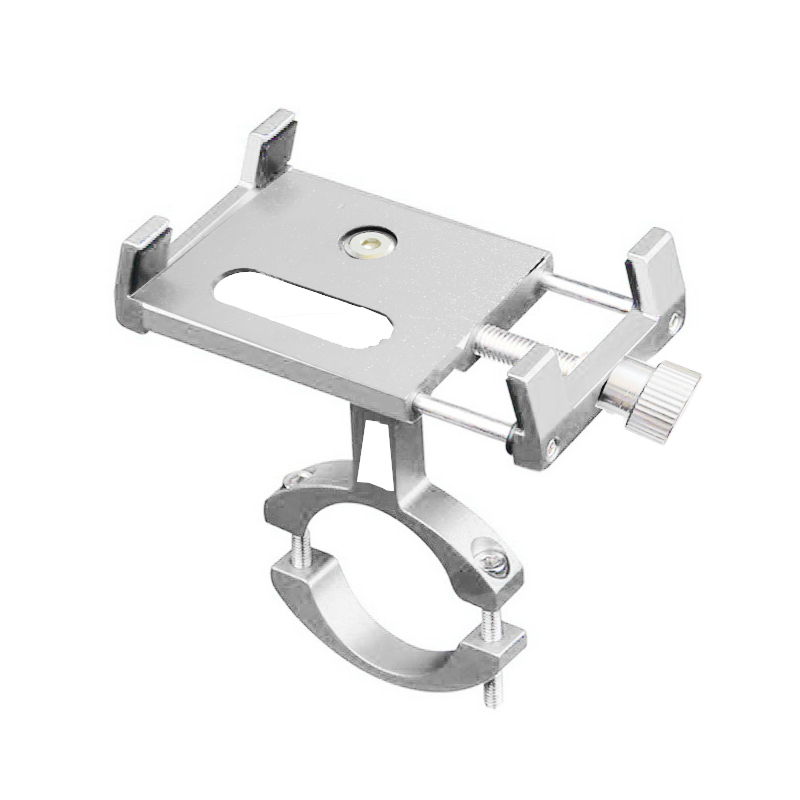 حامل موبايل للعجله الهوائية والنارية والجبلية الطرق الوعرة يثبت على المقود بدوران 360 درجة بتوافق عالمي مناسب لمعظم الهواتف- لون فضى