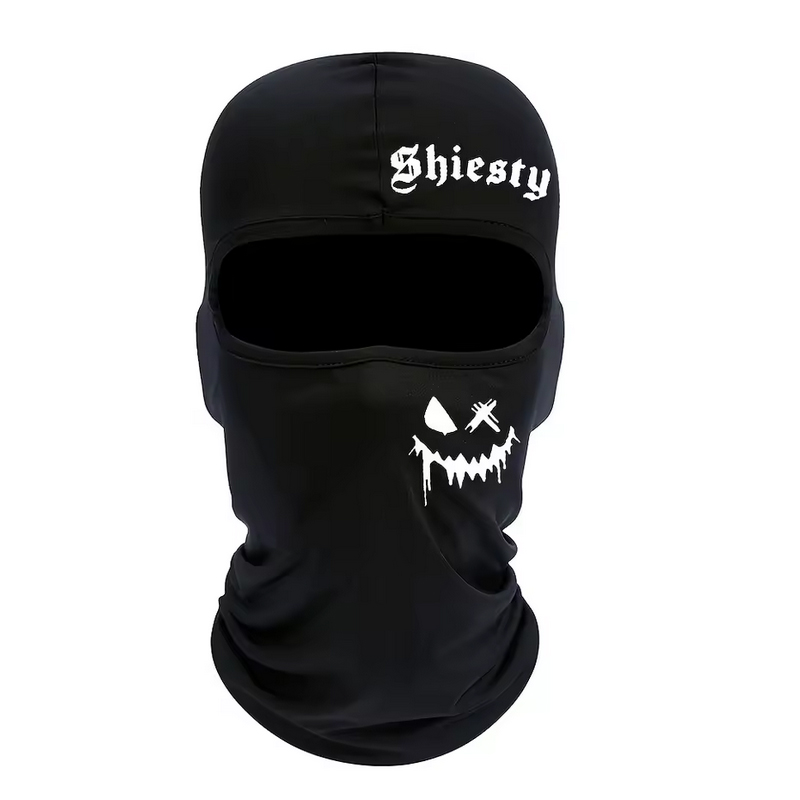 قناع وجه بالاكلافا قماشي مرن مضاد للرياح والغبار، مثالي للرياضات الخارجية (وشاح بالاكلافا ، قطعة واحدة ، اسود مطبوع خطوط ابيض ، كود: 9393)