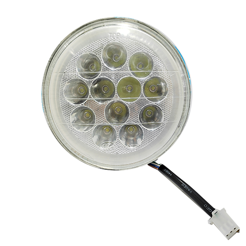 فانوس ليد أمامي للموتوسيكلات، مقاوم للماء والغبار ، اضاءة فائقة السطوع (12 ليد ،قطر 16 سم ، اضاءة ابيض عالى وواطى وفريم ازرق ، كود : 9435)