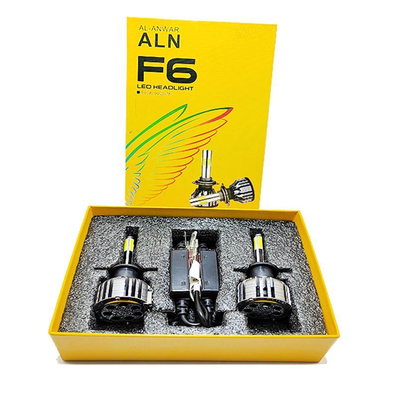 طقم لمبات زينون للمصابيح الأمامية للسيارات ، مصابيح اضاءة ليد مع مروحة تبريد(طقم 2 قطعة ، 500 وات / 9000 لومن ، F6 / H1 ، كود: 9508)