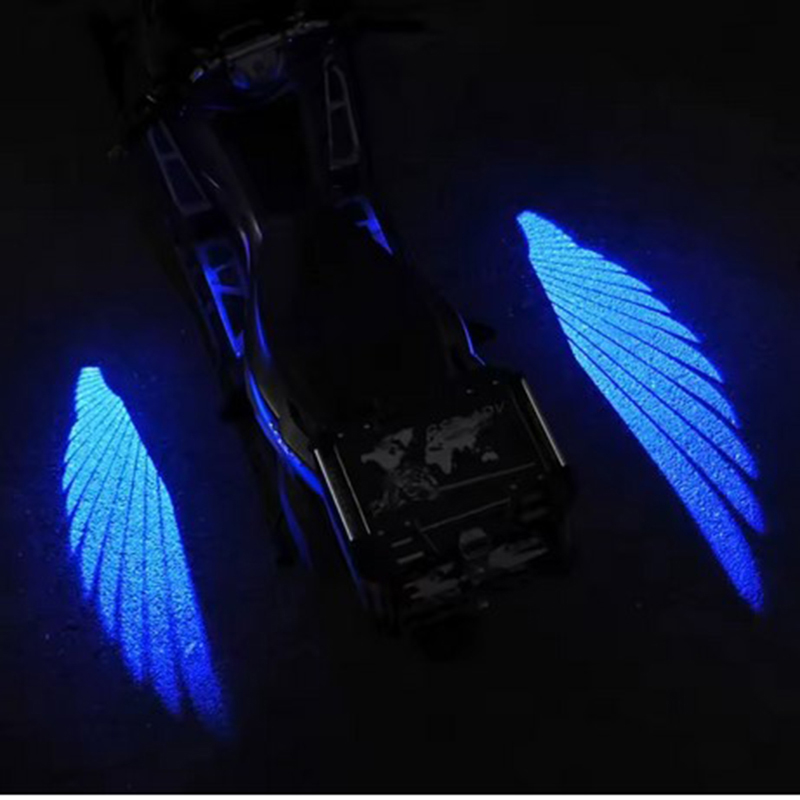 مصباح بروجيكتور ليد لجسم الدراجة، مصباح أرضي للدراجات النارية مع إسقاط جناح ملاك ( لوجو سلك ، جناح ملاك ارزق ، 2 قطعة ، كود : 9532)