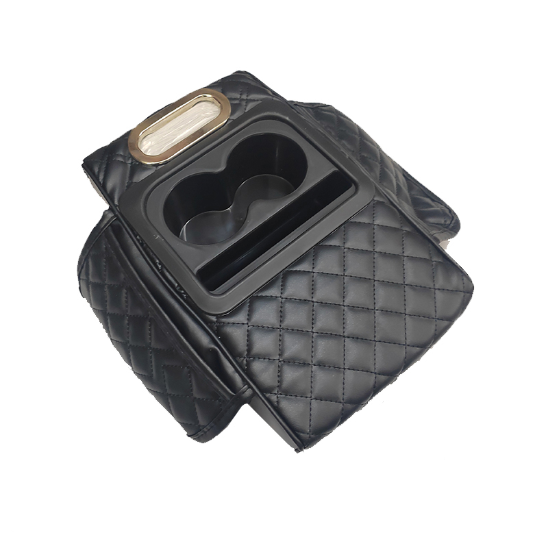 مسند ذراع مبطن مع حوامل أكواب مدمج، شنطة تخزين متعددة الألوان، منظم صغير للقيادة بدون استخدام اليدين والراحة (مزود ب علبة مناديل ، لون اسود ، كود : 9641 )