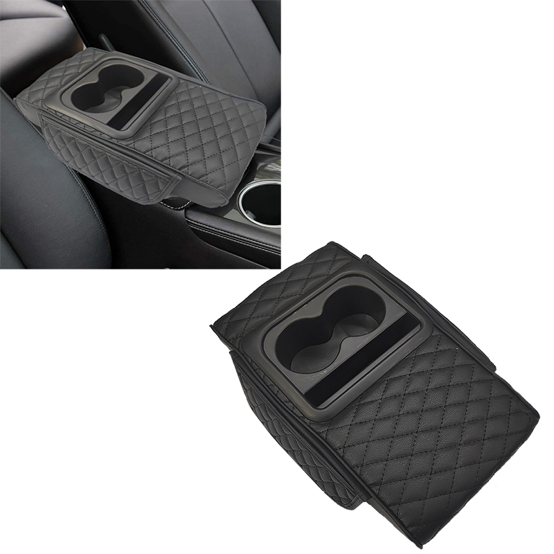 كابر تريد اكسسوارات سيارات 38 مسند ذراع مبطن مع حوامل أكواب مدمج، شنطة تخزين متعددة الألوان، منظم صغير للقيادة بدون استخدام اليدين والراحة ( لون اسود ، كود : 9647 )