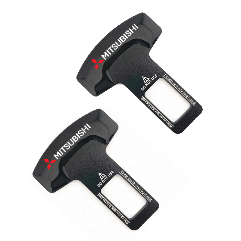 مشبك حزام امان للسيارة، من قطعتين، مشبك تثبيت يدعم حزام الامان وقفل انذار امان ( سكاتة معدن ، مناسب ومتوافق مع ميتسوبيشى ، عدد 2 قطعة ، كود : 9702)