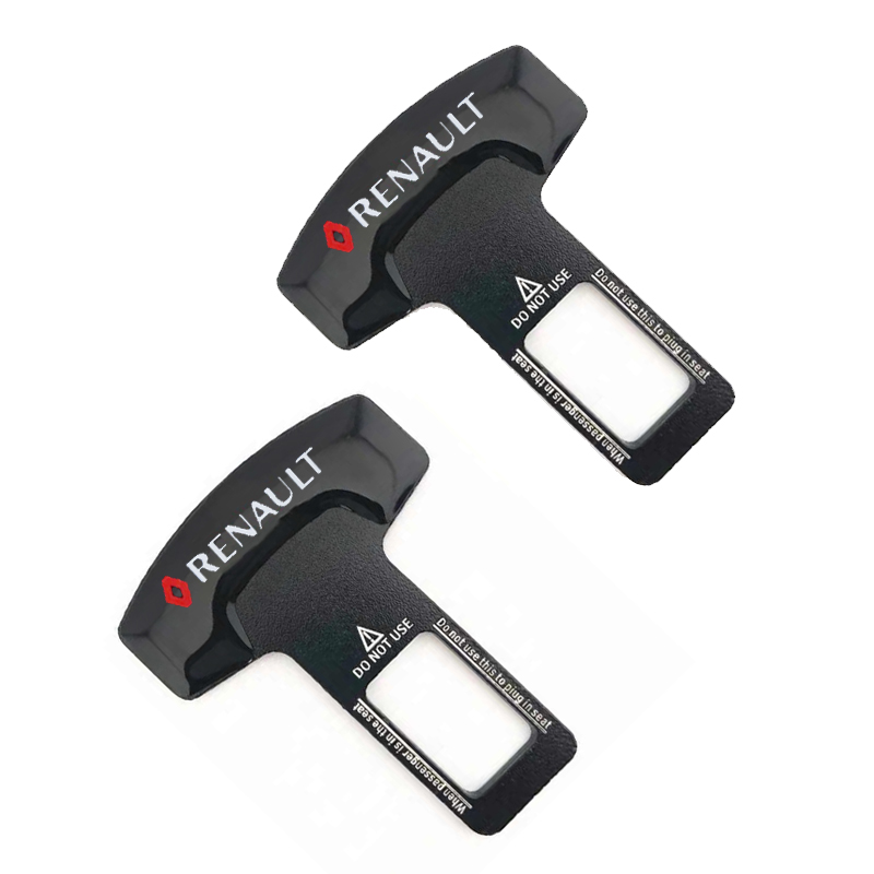 مشبك حزام امان للسيارة، من قطعتين، مشبك تثبيت يدعم حزام الامان وقفل انذار امان ( سكاتة معدن ، مناسب ومتوافق مع رينو ، عدد 2 قطعة ، كود : 9703)