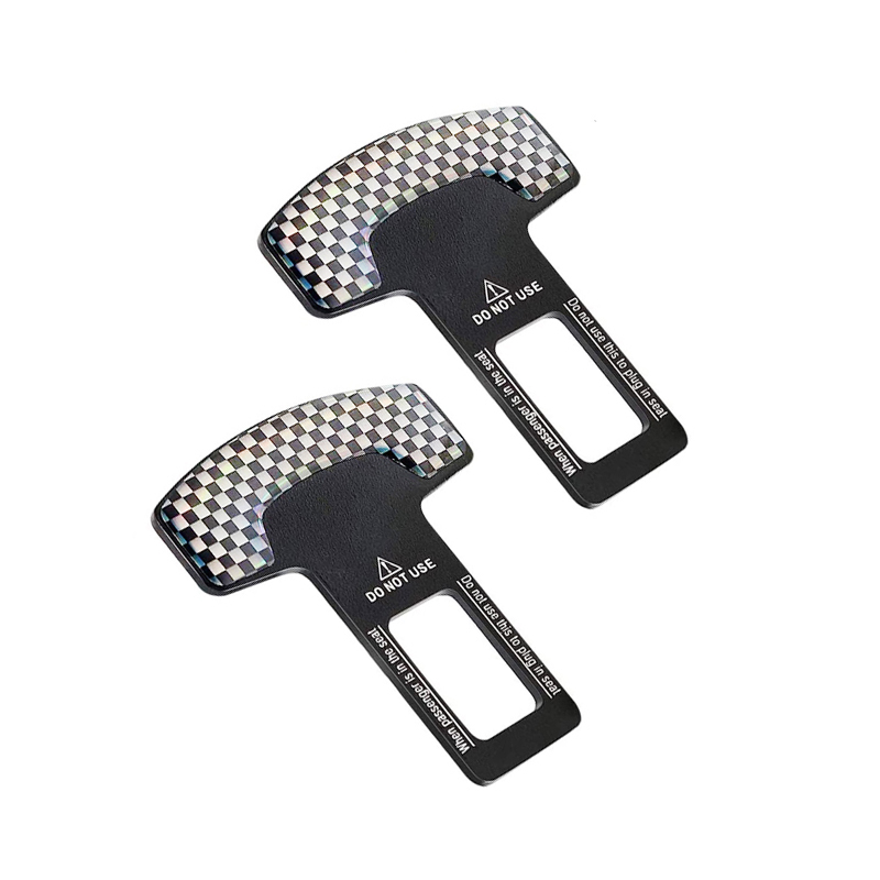 مشبك حزام امان للسيارة، من قطعتين، مشبك تثبيت يدعم حزام الامان وقفل انذار امان ( سكاتة معدن ، مناسب ومتوافق مع كاربون مربعات ، عدد 2 قطعة ، كود : 9715)